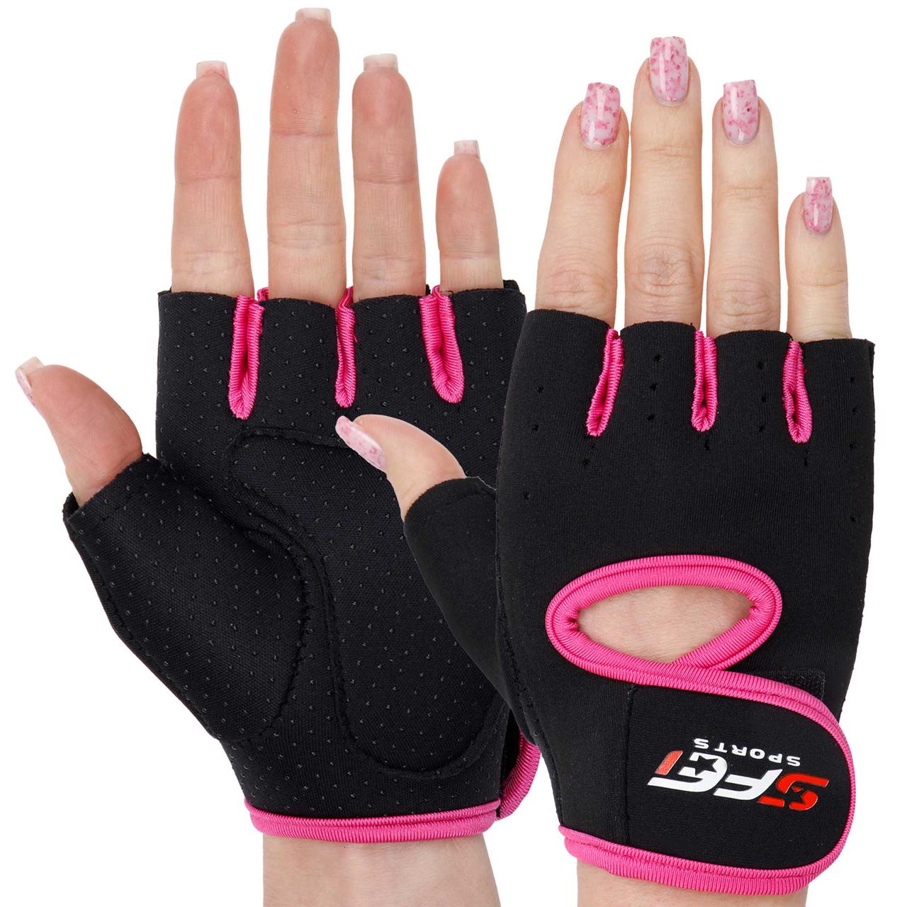 Рукавиці для фітнесу рукавички спортивні Zelart Fitness Basics 893 розмір L Black-Pink
