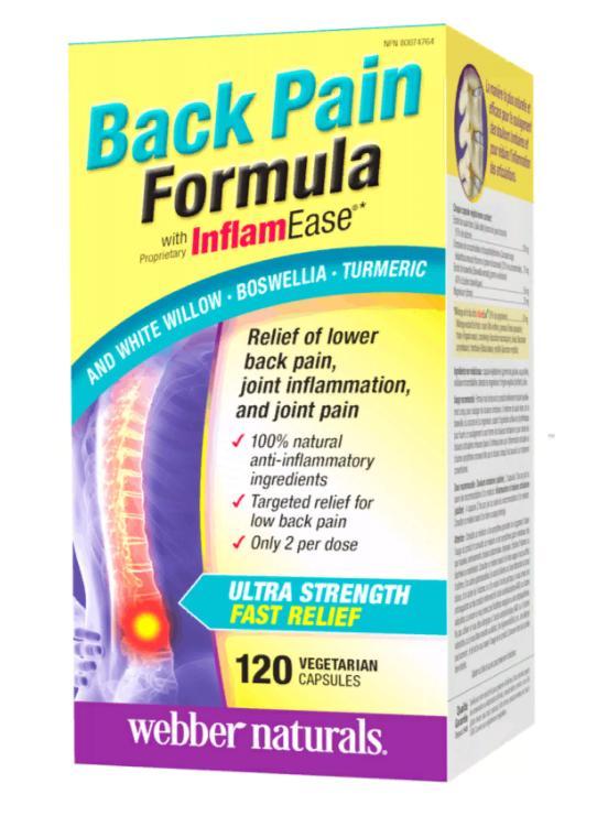 Для суглобів і зв'язок Webber Naturals Back Pain Formula 120 капсул EXP 04/24 року включно
