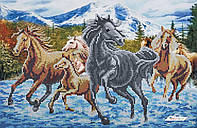 3563 Горные скакуны, набор для вышивки бисером картины с конями