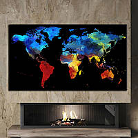 Картина - Карта мира в красках - 40х70 см