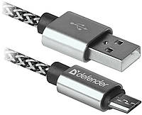 Кабель Defender USB08-03T PRO USB2.0, AM-MicroBM White, 1m (87815) (6499807)