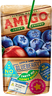 Сік Чорниця - Яблуко Amigo Blueberry та Apple 200 мл Македонія