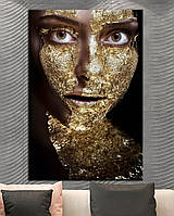 Картина для студії краси або кабінет косметолога - Дівчина у золоті - 40х60 см
