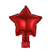 Куля фольга зірки 12 см червона (5 шт.)
