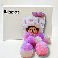 Мягкая кукла-обезьянка Мончичи (Monchhichi) в костюме Хелло Китти — 20 см