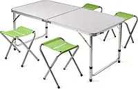 Розкладний стіл для пікніка з 4 стільцями Стіл для пікніка з кріслами Складаний стіл алюмінієвий
