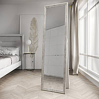 Напольное зеркало в полный рост 168х48 Белое с коричневой патиной Black Mirror в узкой раме в спальню