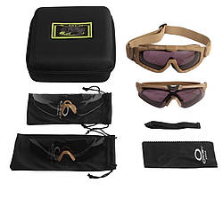 Захисні окуляри та маска 2 в 1 тактичні Si M Frame койот