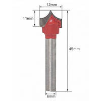 Фреза пазовая фасонная Ø12 мм (хвостовик 6 мм)