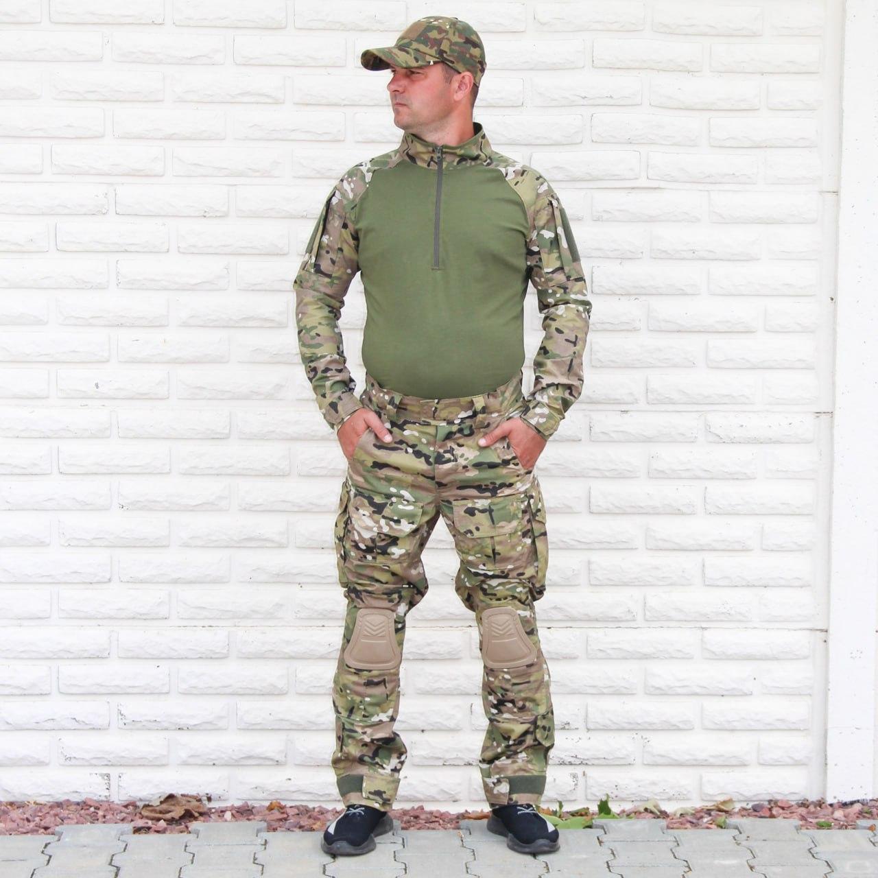 Форма убакс літня тактична мультикам РІП СТОП кофта ЗСУ з налокотниками та штани військові, розмір 46-66