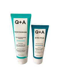 Набір Q+A (Гель для обличчя Niacinamide Gentle Exfoliating Cleanser відлущувальний 125 мл і Крем для обличчя Zinc