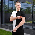 Чоловіча футболка двоколірна чорна з червоною бавовняною на літо, фото 8