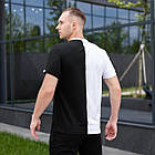 Чоловіча футболка двоколірна чорна з червоною бавовняною на літо, фото 9