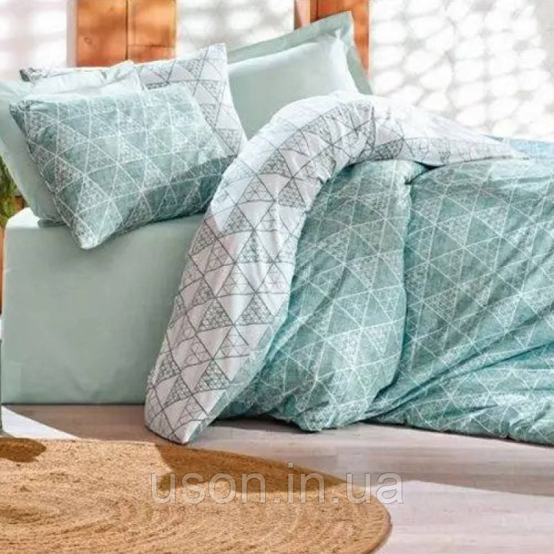 Комплект постільної білизни із бавовни Cotton box ранфорс євро розмір Minimal Sole Mint, фото 1