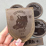 Шкіряний шеврон будь якої форми, на липучці. Ручна робота. Лазерне гравіювання не стирається. Швидка відправка. Зроблено з любов'ю, фото 4