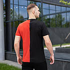 Чоловіча футболка двоколірна чорна з червоною бавовняною на літо, фото 5