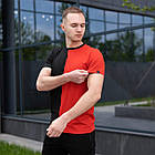 Чоловіча футболка двоколірна чорна з червоною бавовняною на літо, фото 4