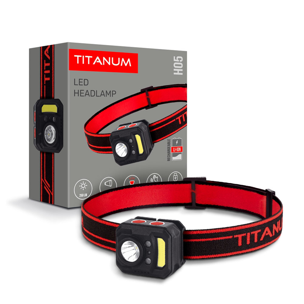Налобний ліхтарик Titanum TLF-H05 XPE + RED COB