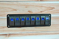 Блок переключателей 8 клавиш, синяя подсветка + наклейки