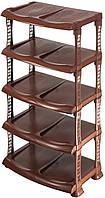 Полиця для взуття на 5 ярусна (коричнева) Люкс, 48х86х30,5, R-Plastic