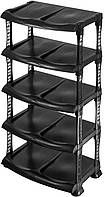 Полиця для взуття на 5 ярусна (чорна) Люкс, 48х86х30,5, R-Plastic