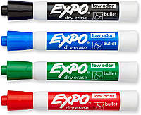 Набор маркеров для досок сухого стирания EXPO Low Odor Dry Erase Markers Цветные 4 шт. (82074)
