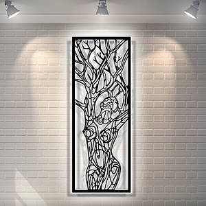 Панно 3D декоративне з об'ємом 15 мм для стін, Природа 117 х 44 см чорне