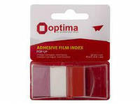 Стикеры-закладки пластиковые Optima 45х25 мм 50 листов красные (24) O25533-03