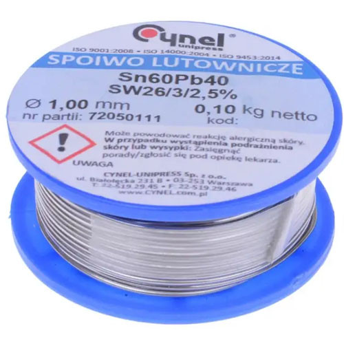 Припій 1мм Cynel Sn60Pb40-SW26, 100г