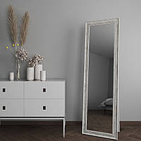 Зеркало в полный рост напольное Белое с коричневой патиной 172х52 Black Mirror в широкой раме