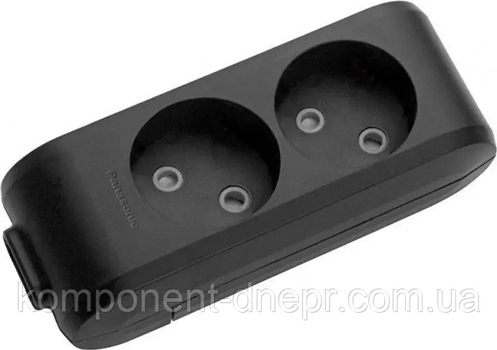 Колодка Panasonic X-tendia без заземлення 2 гнізда ЧОРНА, фото 1