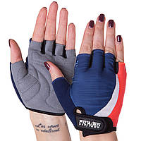 Перчатки для фитнеса перчатки спортивные Zelart Power Fitness 07-1444 размер XS-S Dark Blue-White-Red