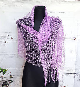 Шарф ажурний жіночий легкий сітка Сніжок бузковий