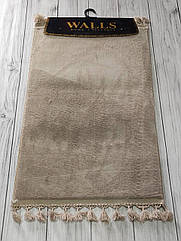 Набір велюрових килимків для ванної кімнати з бахромою 2 предмети Wall's Home Туреччина бежевий