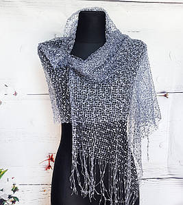 Шарф ажурний жіночий легкий сітка Сніжок сірий