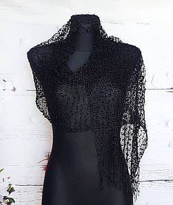 Шарф ажурний жіночий легкий сітка Сніжок чорний