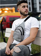 Мужская сумка через плечо слинг Brooklyn SSH светло-серый нубук
