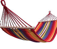 Гамак мексиканский для дачи 200*80 см 120 кг, подвесной гамак с планкой для улицы разноцветный, гамак тканевой