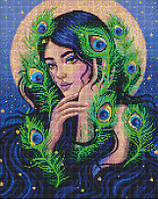Картина алмазами Идейка Загадочная девушка с голограммными стразами (АВ) ©pollypop92 (AMO7541) 40 х 50 см (На