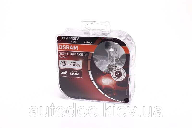 Лампа фарна H7 12V 55W PX26d NIGHT BREAKER SILVER (+100) компл (вир-во OSRAM), арт.64210NBS-2HB, фото 1