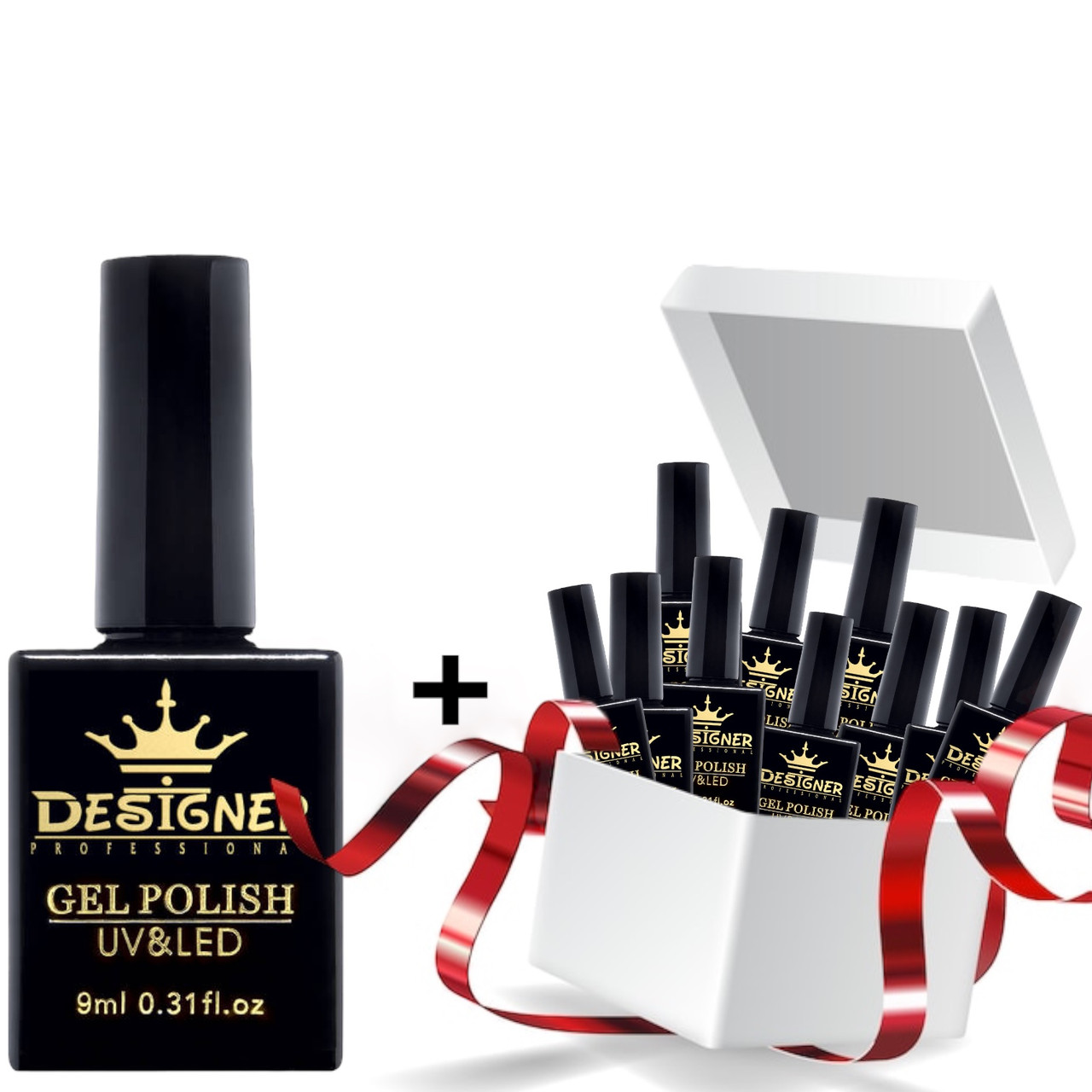 Набір гель-лаків 10+1 для покриття нігтів Designer Professional, 9 мл