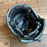 Балістичний тактичний шолом NTS Fast USA NIJ IIIA олива з навушниками та чебурашками S, фото 4