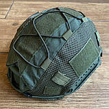 Балістичний тактичний шолом NTS Fast USA NIJ IIIA олива з навушниками та чебурашками S, фото 2