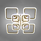 Сучасна світлодіодна люстра 145 Вт квадрати з пультом колір каркасу золото D-A9171/4+4G LED 3color dimmer, фото 3