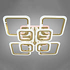 Сучасна світлодіодна люстра 145 Вт квадрати з пультом колір каркасу золото D-A9171/4+4G LED 3color dimmer, фото 2