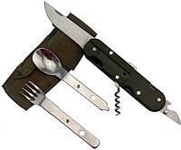 Мультитул походный Traveler K607 нож, ложка, вилка, штопор, открывалка, с чехлом
