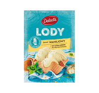 Сухое мороженое в пакетиках Lody Delecta osmaku waniliowym (с ванильным вкусом), 57 г, Польша