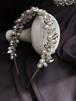 Ободок діадема в прическу невесты. Ручная робота (Ширина - 2,5-3 см)