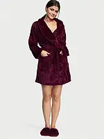 ХАЛАТ ЖЕНСКИЙ ПЛЮШЕВЫЙ VICTORIA'S SECRET SHORT COZY ROBE Бордовый М/L