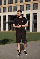 Мужской летний костюм Adidas Футболка + Шорты черный Адидас (G)